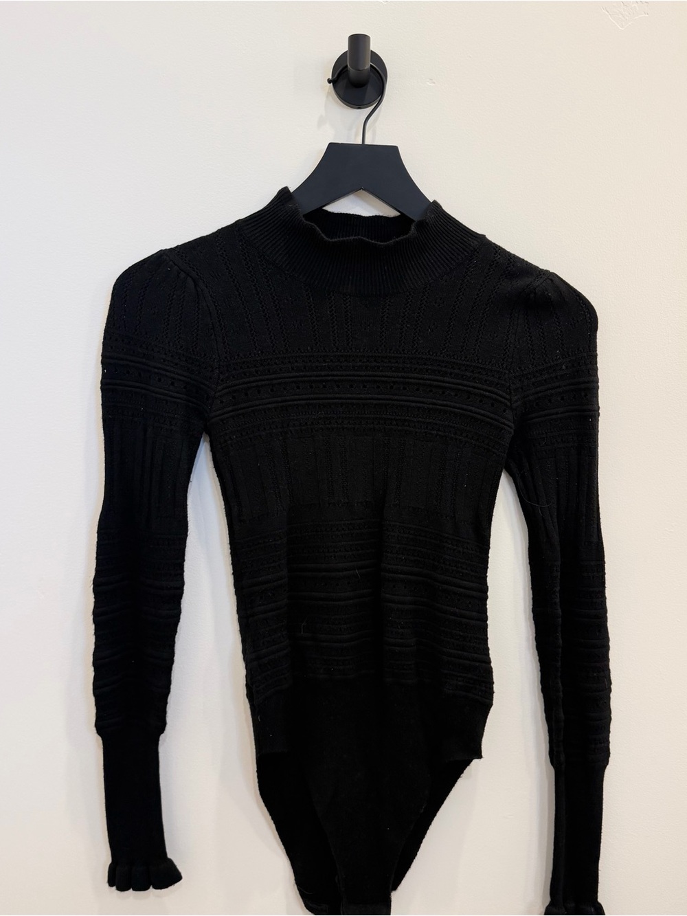 Free People Black Ribbed Turtleneck Sweater Bodysuit - Men